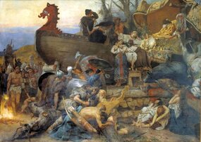 Peinture de Heinrich Semiradzki: Les funérailles d'Igor de Kiev. (1884) source: Wikimedia.